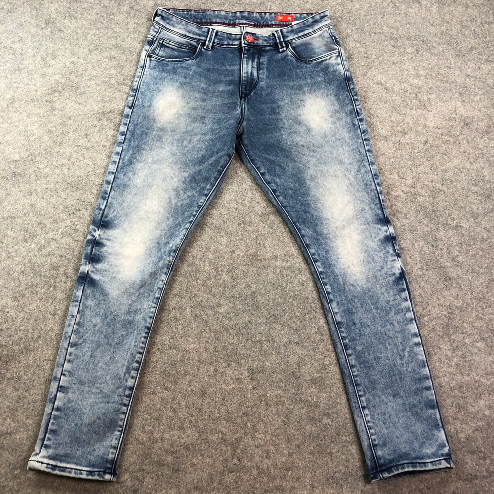 Supreme Mens Jeans 32x29 Blue Made in USA Slim Fit Skinny Acid Wash Stretch